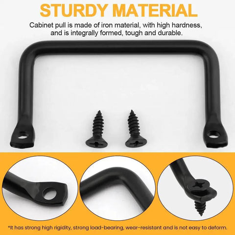 Matte Black 4 Inch Cabinet Pulls 4 Pack With Screws Modern Iron Drawer Handles shown with screws and details in smooth finish