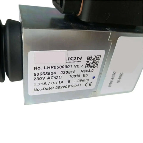 Beefed Up Escalator Brake Electromagnet LHP0500001 V2.7 For 9311 Models Industrial Grade Magnetic Braking System ID label close-up