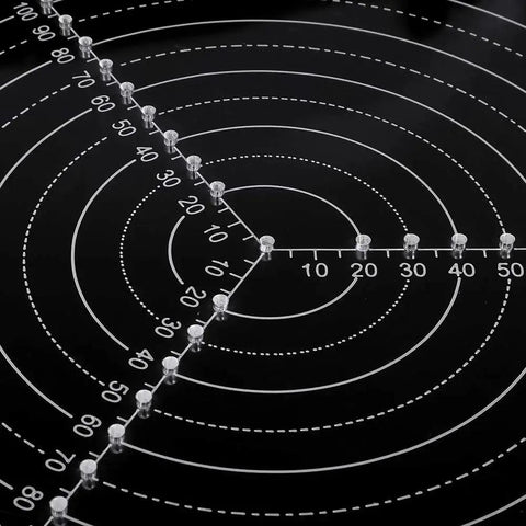 Round Center Finder Compass For Wood Turners Lathe Work Pro Grade Clear Acrylic Circle Layout Tool With Center Hole And 5mm Increment Circles 300mm 11.8 Inch Diameter For Laying Out Bowls Trays And Platters close-up view showing circular measurements and center hole