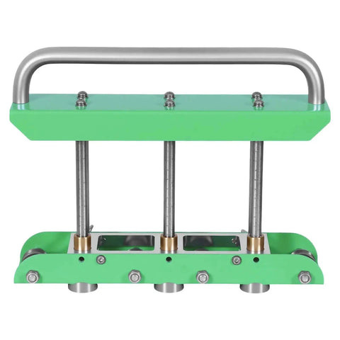 Front view of the Heavy Duty Sheet Metal Bender Station 0 To 90 Degree Folding Tool with aluminum handles and steel rollers.