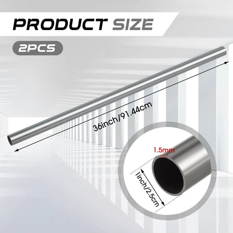 Stainless steel tubing, 1 in outer diameter, 36 in length, 304 stainless steel, round metal tube, 2 pieces