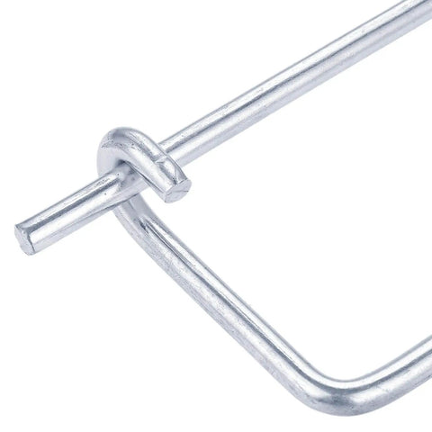 Close-up of a galvanized carbon alloy steel cotter safety pin with quick lock spring design from 10 Piece Brooch Shape Cotter Safety Pins.