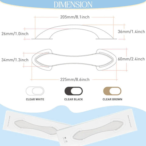 Dimensions and color options for Acrylic Adhesive Handles Self Stick Pulls For Sliding Doors Shower Doors Cabinets And Drawers 2 Pack