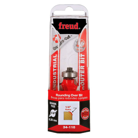 Front view of Quadra-Cut Radius Rounding Bit With Perma-Shield Coating For A Flawless Finish, Pro Grade Four-Cutter Design, One Quarter Inch Shank