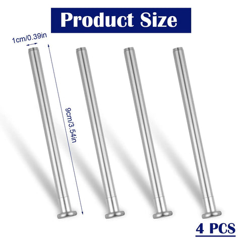 Four Pack Three Point Five Inch Door Hinge Pins Stainless Steel Replacement Kit For Interior Doors DIY Ready Hinge Bushing Repair Set With Extra Pins Silver Durable For Simple Installation And Quick Fixes product image with size dimensions.
