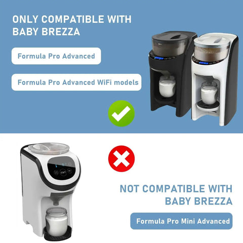 Front view: replacement funnel and cover set for Baby Brezza Formula Pro Advanced (WiFi); 2-pack; not for Mini Advanced.