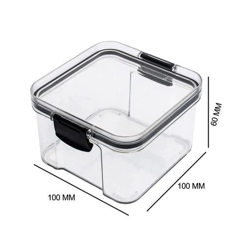 Durable Sealed Switch Storage Box For Mechanical Keyboard Switches Transparent 460ml Clear Plastic Case with dimensions shown