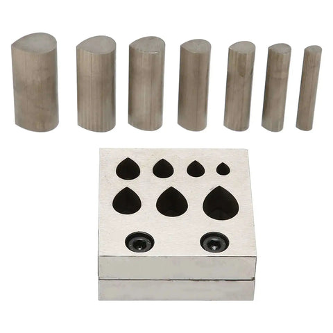 Drop Shaped Disc Cutter Set 7 Piece Punch Die Forming Kit For Jewelry Making And Metal Gaskets Sheets With Base 62x62mm