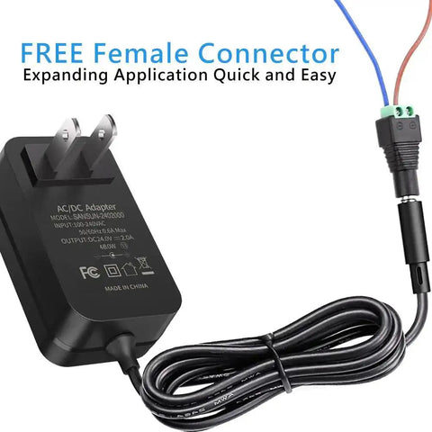AC To DC 24V Power Supply Adapter For LED Strip Lights Surveillance Cameras CCTV External Hard Drives Monitors And More With Four Foot DC Cord And 2A Output