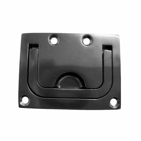 316 Stainless Steel Electrophoretic Black Hatch Ring Pull For Deck Hatch, Flush Lift Ring with screws, front view