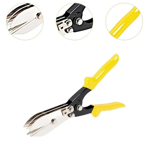 Five Cutter Heavy Duty Gutter Crimper Tool for 24 to 28 Gauge Ductwork and Venting, 10.43 Inch Carbon Steel with Yellow Handles