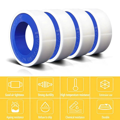 4 Rolls PTFE Thread Seal Tape Half Inch By 520 Inches Long For Plumbing White