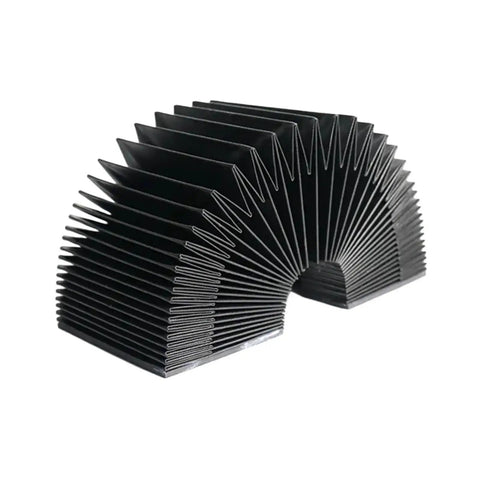 Universal Rail Dust Cover Bellows For Linear Guide Rails 12 16 20 25 30 800mm Length, front view, folded black material