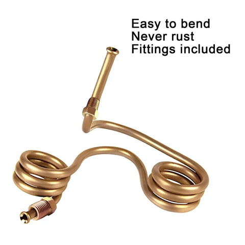 Copper-nickel brake line coil with SAE fittings, 25 ft rustproof tubing, 1/4 in diameter
