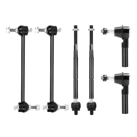 Eight-piece black front lower control arm suspension kit with ball joints and tie rod ends for Chevy Cobalt, HHR, and Pontiac G5