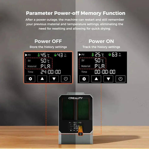 Space Pi Filament Dryer Plus Dual Spool 3D Printing Dryer Box With 360 Degree PTC Heating And 4 Inch LCD Touch Screen Power Settings