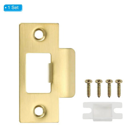 Gold Stainless Steel Door Strike Plate T Strike Backplate With Screws for Interior and Exterior Doors, Corrosion Resistant