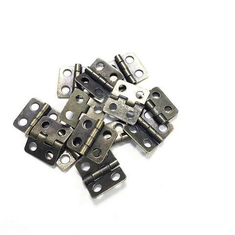 50 Mini Iron Hinges With 200 Screws In Antique Bronze Finish for Wooden Boxes Jewelry Chests and Cabinets DIY Hardware Kit