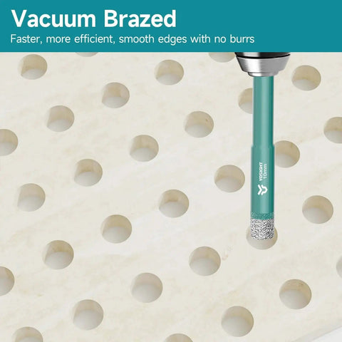 Three Eighths Inch Diamond Hole Saw for Tile and Glass Round Shank Core Drill Bit installed demonstrating clean holes