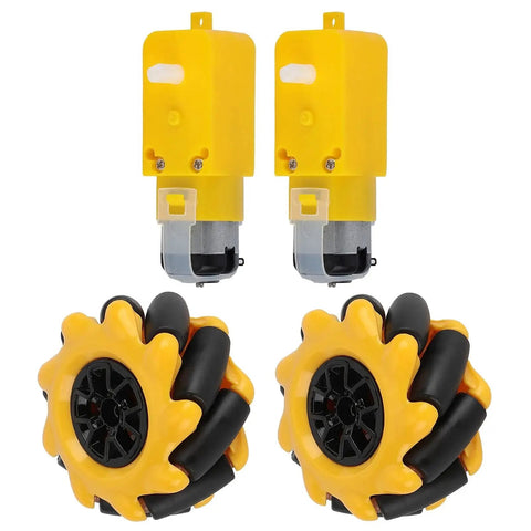 Multidirectional Mecanum Wheel Set for Geared Motors, 48mm Rubber Coated Left and Right Wheels for DIY Robot Car Builds, with Motors