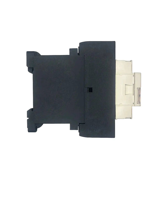 Side view of TeSys D 3 Pole Contactor LC1D25BD 25 Amp AC3 With 24V DC Coil 440V Rated Industrial Motor Starter Relay in black housing