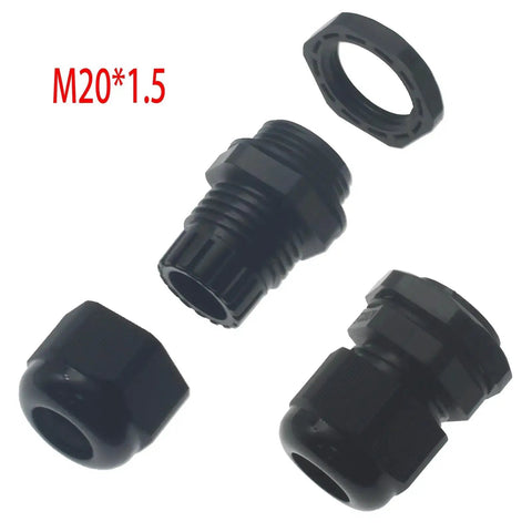 10 Pack Black M20x1.5 Waterproof Cable Glands For 6-12mm Cables With Adjustable Joints, Compression Cable Connectors, Locknuts And IP68 Seal, Nylon PA66 Construction.
