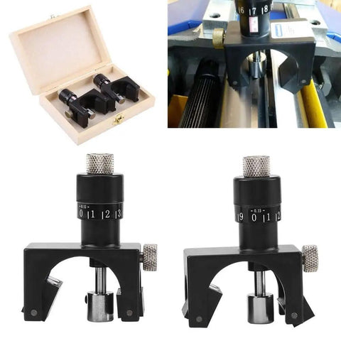 Magnetic Planer Jointer Knife Setting Jig With Vernier Gauge, Adjustable Blade Alignment Tool in wood box and installed on planer.