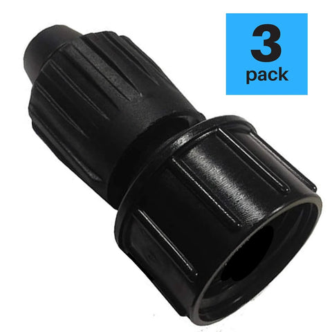 Habitech 3-pack black plastic 1/2 inch tubing to faucet hose adapter fittings