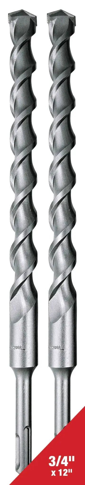 Deep 10 Inch Three Quarter Inch SDS Plus Drill Bit Set For Concrete And Masonry Two Pack With Tungsten Carbide Tips