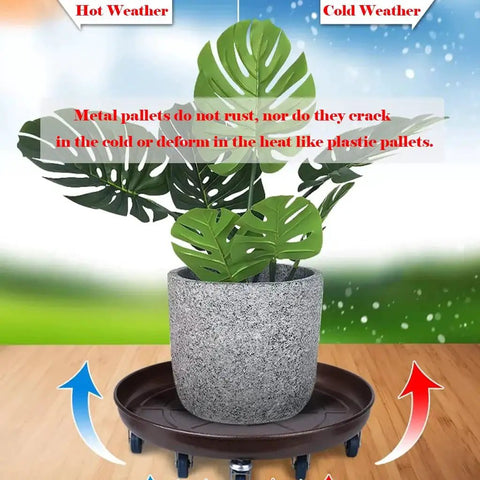 20 Inch Round Plant Stand With Lockable Wheels Heavy Duty 480 Lb Capacity Rolling Plant Caddy For Indoor And Outdoor Use with plant pot