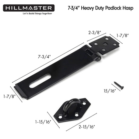 Heavy Duty Steel Hasp Latch 7 Three Quarters Inch Extra Thick Locking Hasp For Fence Gate Barn Door Shed Closet Cabinet Black Powder Coat Finish Weather Resistant Durable Hardware Padlock Compatible For Enhanced Security Weatherproof Design
