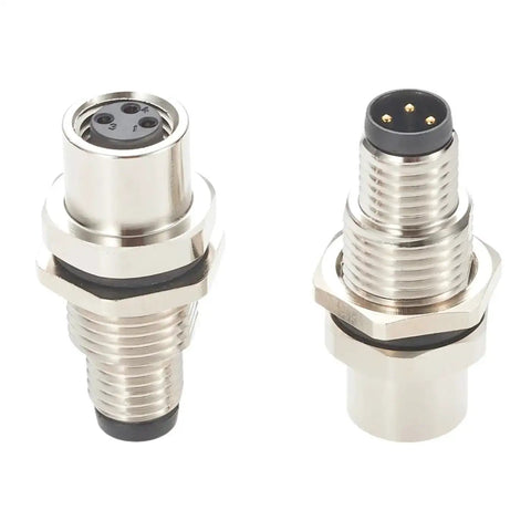 A Code 3 Pin M8 Bulkhead Connector, 3 Pin Male To Female, IP67 Shielded Circular Panel Mount Socket Receptacle, industrial use