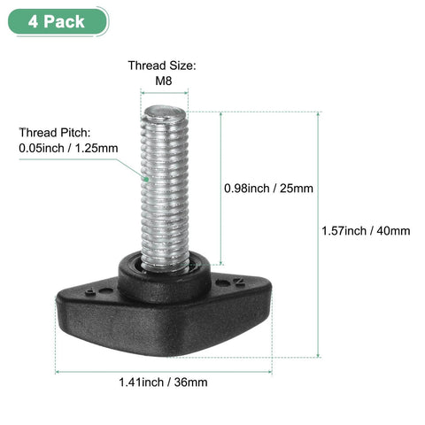 4 Pack M8x25mm Tee Wing Knobs Thumb Screws Plastic T Handles Clamping Knobs For Woodworking Machinery And Equipment Quick Adjustments Black