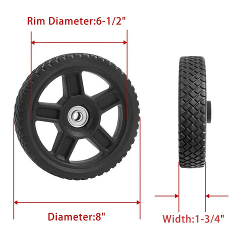 8 Inch Lawn Mower Wheel Kit For Push Mower Set Of 2 With Bolts And Nuts Bore Half Inch Spoke Hole One And A Quarter Inch Width
