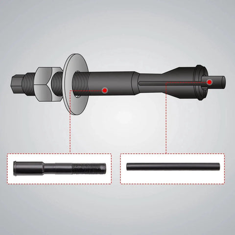 Diagram of Single Engine Inner Camshaft Bearing Installer And Puller Tool for Harley Evolution, showing components and function.
