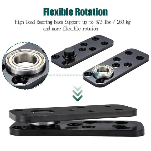 Hidden Door Pivot Hinge Stainless Steel 360 Degree Built Tough Heavy Duty Up To 570 Lbs Load Bearing Black For Secret Doors or Concealed Bookcase Doors And Installable For Hidden Bookcase or Secret Wall Doors In Modern Homes, detailed view of components.
