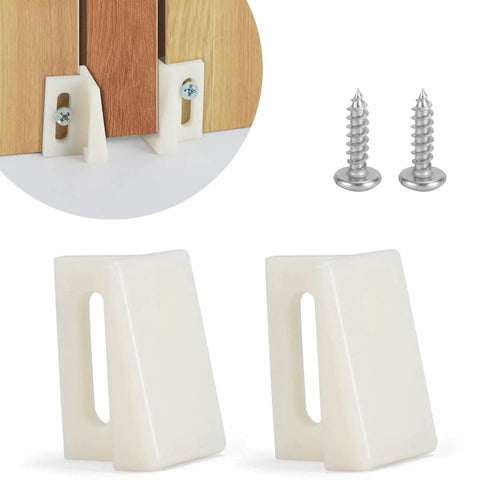 10 Pack Pocket Door Bottom Guides For Carpeted Floors Jamb Mounted 1.125 Inch Universal Fit Angled Design Reduces Friction And Scraping For Smooth Sliding Of Pocket And Sliding Doors, shown with mounting screws