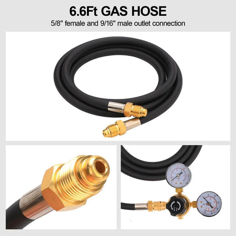 Argon CO2 Welding Gas Regulator With CGA580 Inlet Brass Body 0 To 4500 PSI Gauge 6.6 Ft Hose for MIG and TIG Welding
