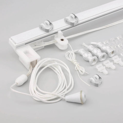 25 Piece Metal Folding Door Rollers With Track Wheels For Sliding Doors, Heavy Duty Curtain Pulley System displayed from above