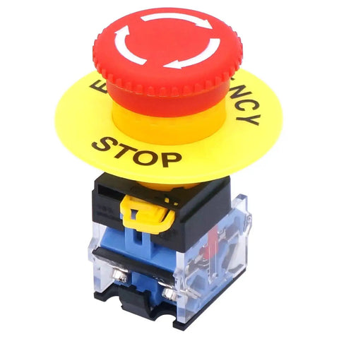 Emergency Stop Push Button Switch 22mm 2NC Red Mushroom Stop Button Box 10A 440V Industrial Safety Switch with 4 Terminals 6KV Uimp
