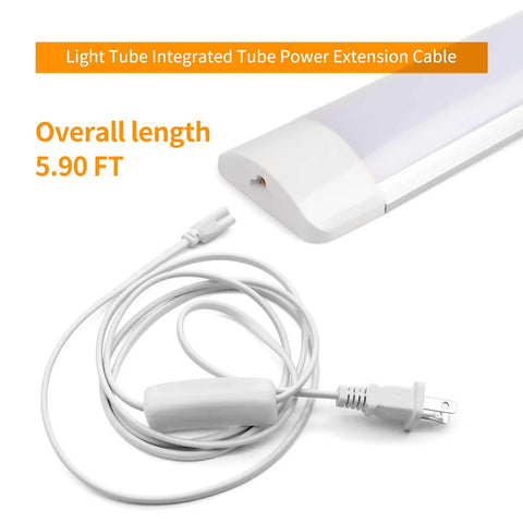 Six Foot T5 T8 LED Tube Power Extension Cable With On Off Switch 3 Pack for fixtures shown coiled with plug, 3-pin connector