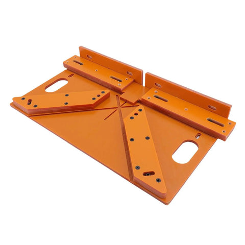 Orange 45 Degree Miter Cutting Jig For Door Frame Trim Cut Guide, Pro Grade Woodworking Tool With Durable Phenolic Board, Top View