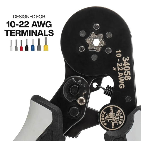 Pro Grade Ferrule Crimping Tool With Six Precision Dies For 10 To 22 AWG Wire Terminals Built In Adjustable Ratchet