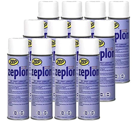 Case of 12 cans of Heavy Duty Dry Spray Lubricant With PTFE For Industrial Use, 11 Ounce, arranged in a group.