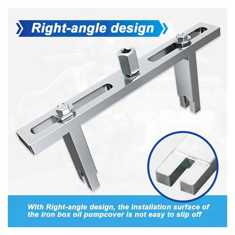 Universal Fuel Pump Removal Tool With Adjustable Lock Ring Spanner for Most Vehicles, right-angle design, metal tool device.