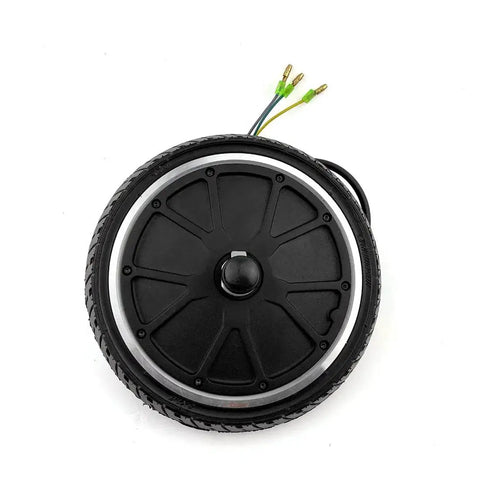 8-inch L-faster scooter motor wheel with brushless hub motor, black with silver rim and wiring

