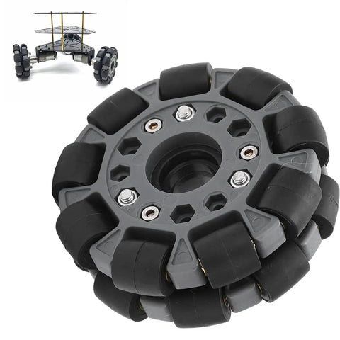 100mm Double Omnidirectional Wheel Set For Platform Robotic Kits With Plastic Wheels, Copper Ball Bearings, Rubber Rollers