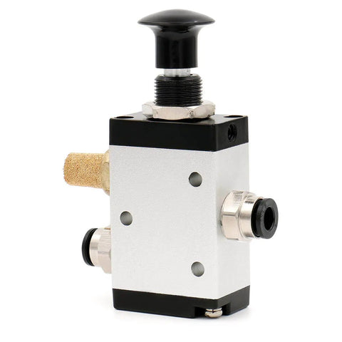 3 Way 2 Position Pneumatic Hand Valve With Handy Manual Control, One Quarter Inch PT Port, Normally Closed, 3 Port Valve, Cv 0.89