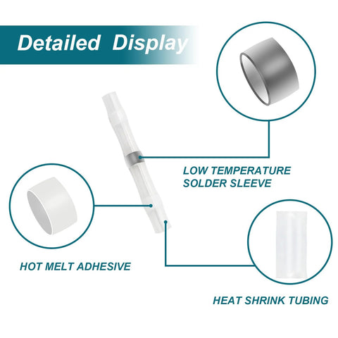 QIATOL 120pc solder seal wire connectors, white heat-shrink butt connectors with hot-melt adhesive for 26–24 AWG