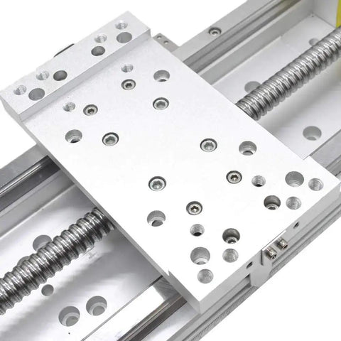 Close-up of Beefy Heavy Duty Sliding Table Travel Kit With 8 Inch Travel 1605 Ball Screw HG15 Linear Rail Guide 250 Kg Load